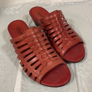 Clarks red sandals size 7